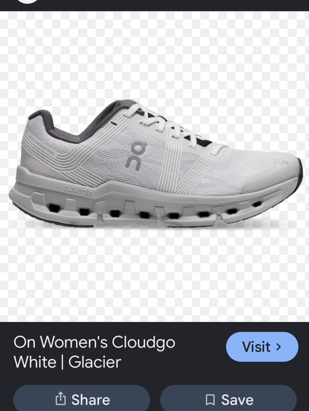 On Running Women's Cloudgo Sneaker - White Gray